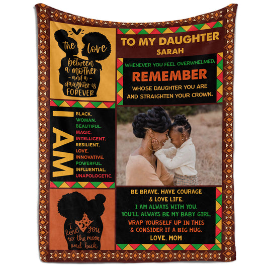 To My Daughter - Personalized  gift For Black Daughter - Custom Blanket - MyMindfulGifts