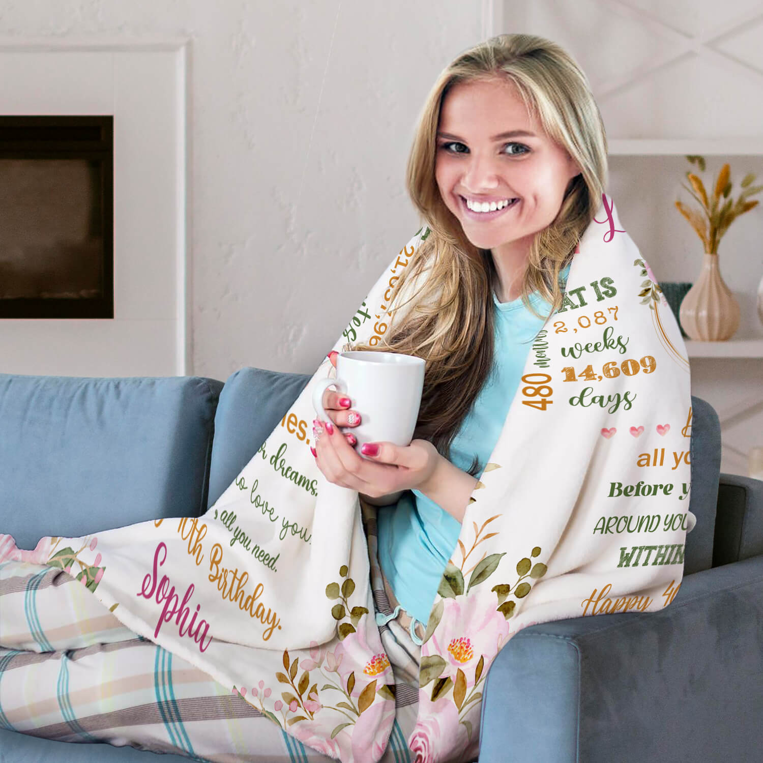 You've Been Loved For 40 Years - Personalized 40th Birthday gift For 40 Year Old Women - Custom Blanket - MyMindfulGifts