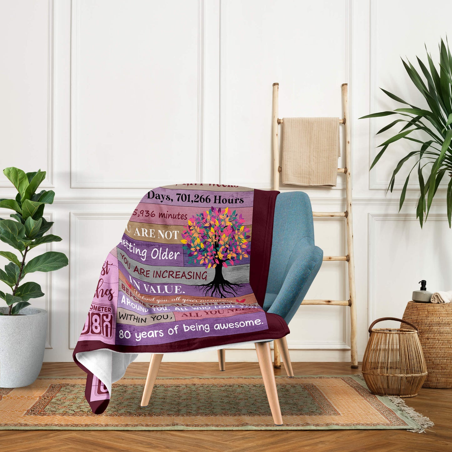 You Have Been Loved For 80 Years - Personalized 80th Birthday gift For 80 Year Old - Custom Blanket - MyMindfulGifts