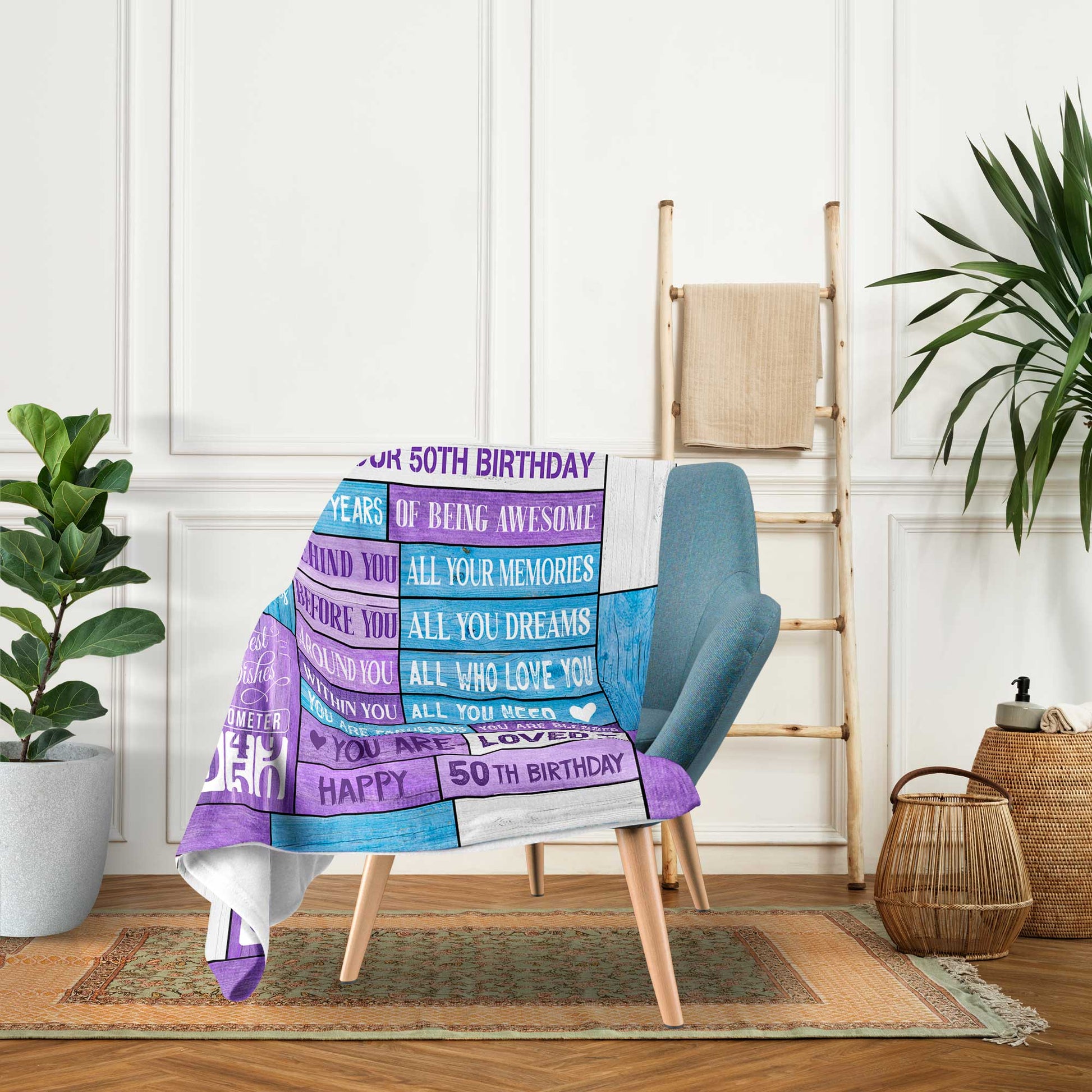 Stepping Into Your 50th Birthday - Personalized 50th Birthday gift For 50 Year Old - Custom Blanket - MyMindfulGifts