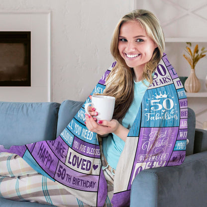 Stepping Into Your 50th Birthday - Personalized 50th Birthday gift For 50 Year Old - Custom Blanket - MyMindfulGifts
