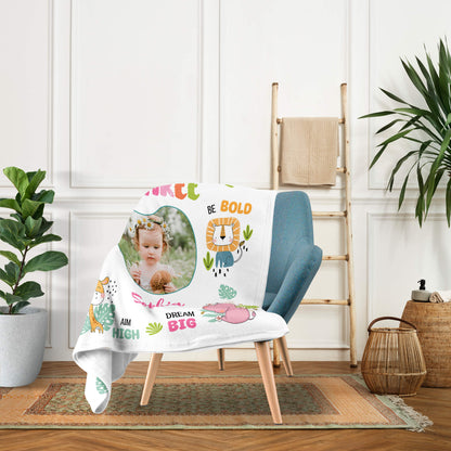 Young, Wild & Three - Personalized 3rd Birthday gift For 3 Year Old - Custom Blanket - MyMindfulGifts