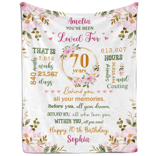 You Have Been Loved For 70 Years - Personalized 70th Birthday gift For 70 Year Old Women - Custom Blanket - MyMindfulGifts