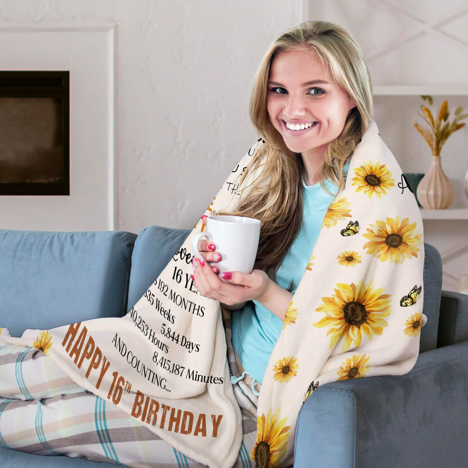 Sweet 16 - Personalized 16th Birthday gift For 16 Year Old - Custom Blanket - MyMindfulGifts