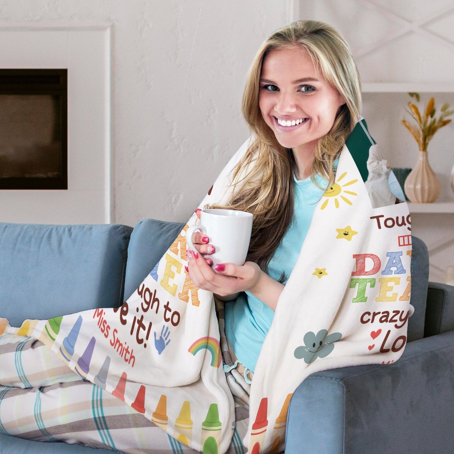Tiny Human Tamer - Personalized  gift For Daycare Teacher - Custom Blanket - MyMindfulGifts
