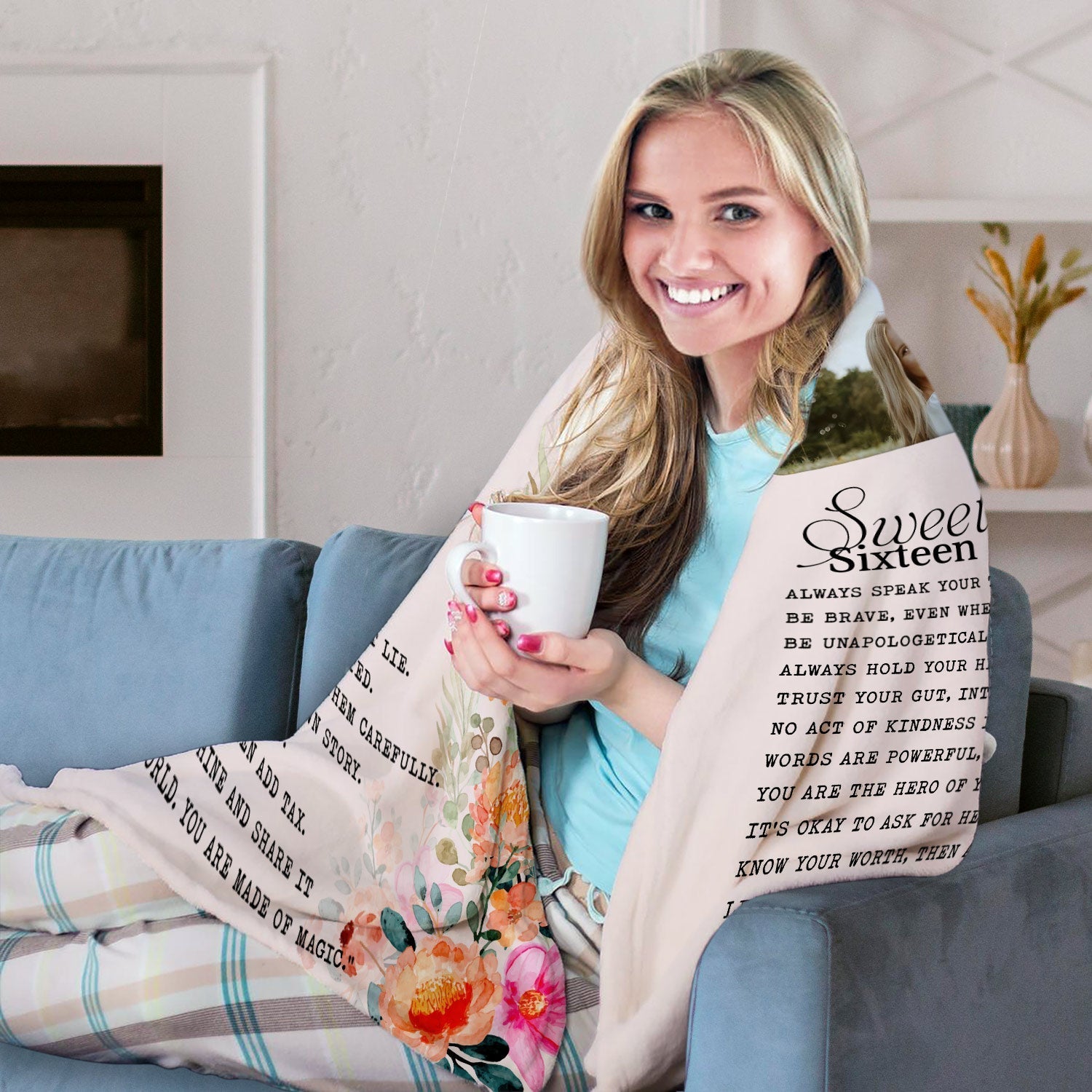 Sweet Sixteen - Personalized 16th Birthday gift For 16  Year Old Girl - Custom Blanket - MyMindfulGifts