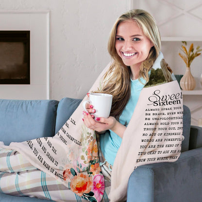 Sweet Sixteen - Personalized 16th Birthday gift For 16  Year Old Girl - Custom Blanket - MyMindfulGifts