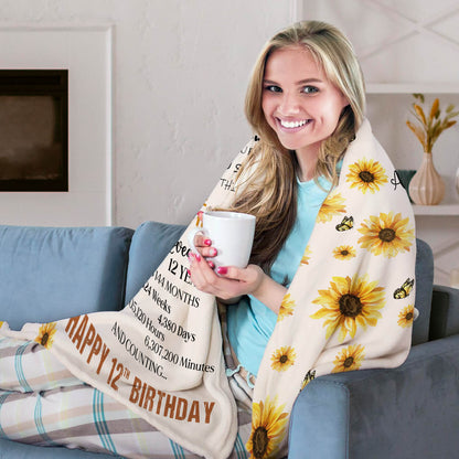 Sweet 12 - Personalized 12th Birthday gift For 12 Year Old Girl - Custom Blanket - MyMindfulGifts