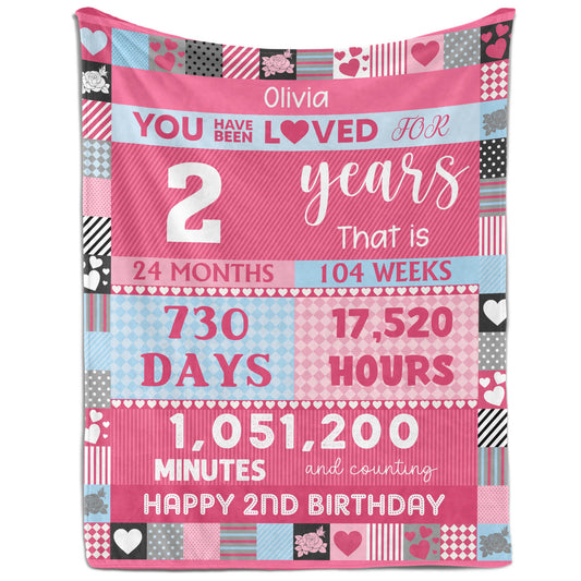 You Have Been Loved For 2 Years - Personalized 2nd Birthday gift For 2 Year Old Girl - Custom Blanket - MyMindfulGifts