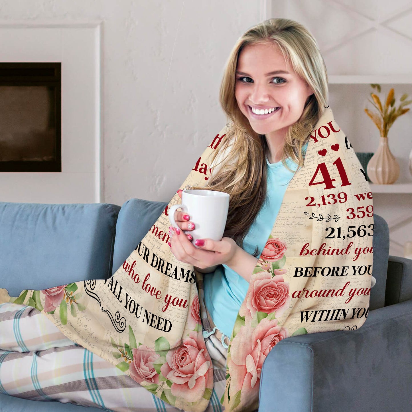 You Have Been Loved For 41 Years - Personalized 41st Birthday gift For 41 Year Old Women - Custom Blanket - MyMindfulGifts