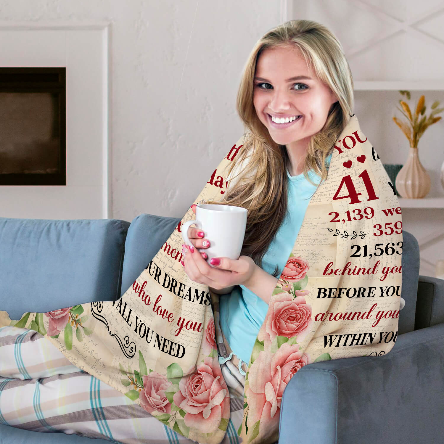 You Have Been Loved For 41 Years - Personalized 41st Birthday gift For 41 Year Old Women - Custom Blanket - MyMindfulGifts