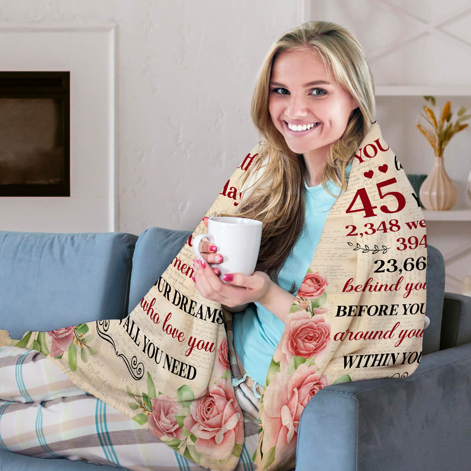 You Have Been Loved For 45 Years - Personalized 45th Birthday gift For 45 Year Old Women - Custom Blanket - MyMindfulGifts