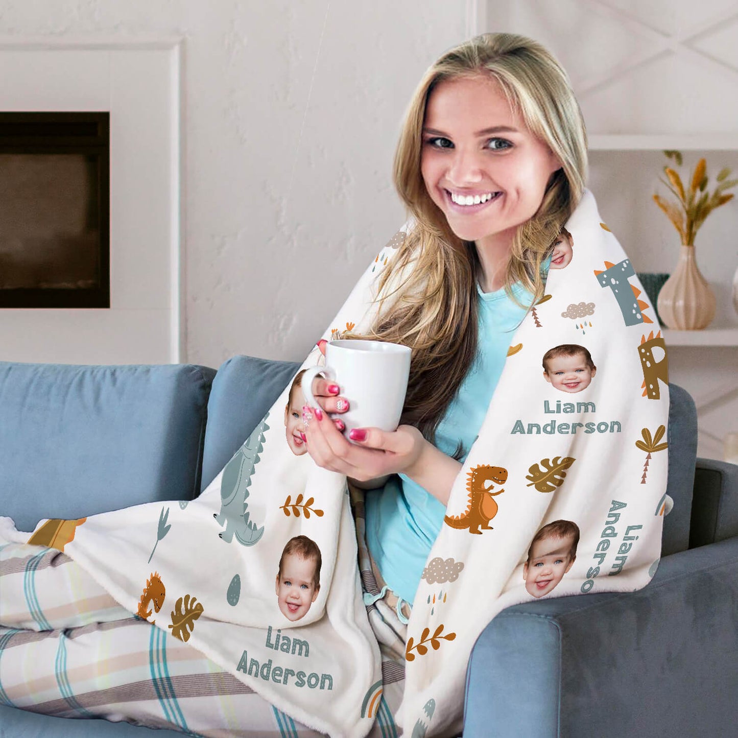 Two Rex - Personalized 2nd Birthday gift For 2 Year Old - Custom Blanket - MyMindfulGifts