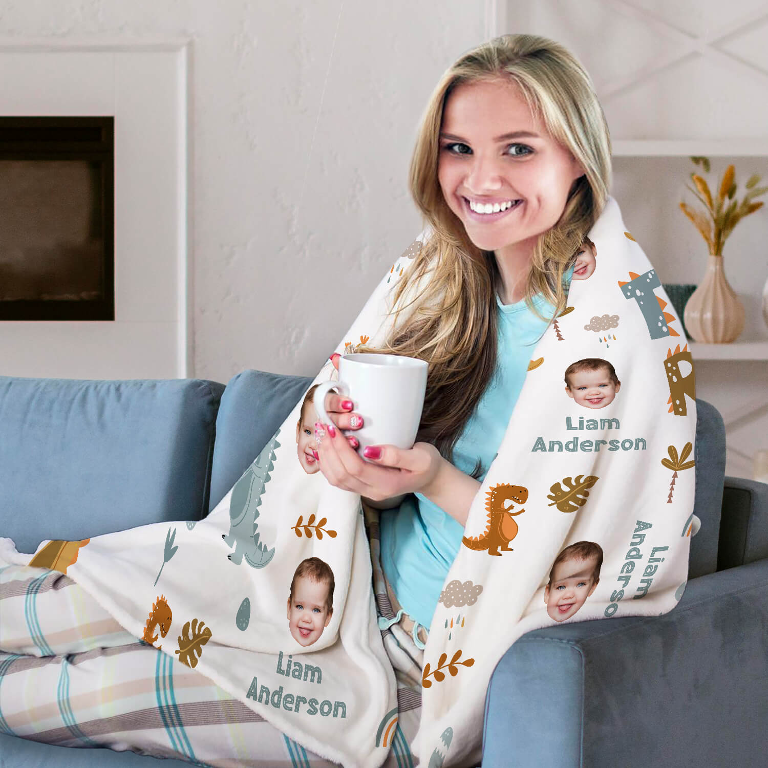 Two Rex - Personalized 2nd Birthday gift For 2 Year Old - Custom Blanket - MyMindfulGifts