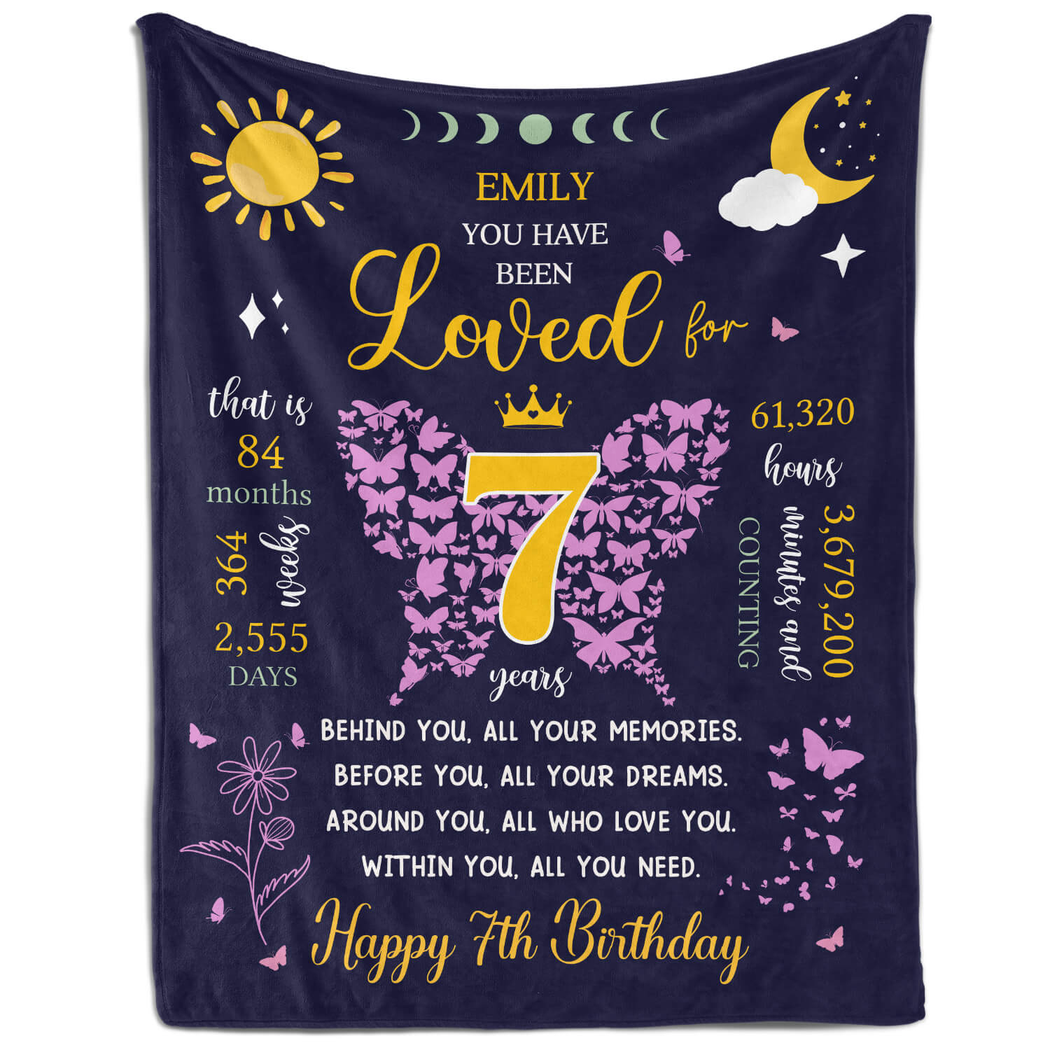 You Have Been Loved For 7 Years - Personalized 7th Birthday gift For 7 Year Old - Custom Blanket - MyMindfulGifts