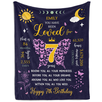You Have Been Loved For 7 Years - Personalized 7th Birthday gift For 7 Year Old - Custom Blanket - MyMindfulGifts