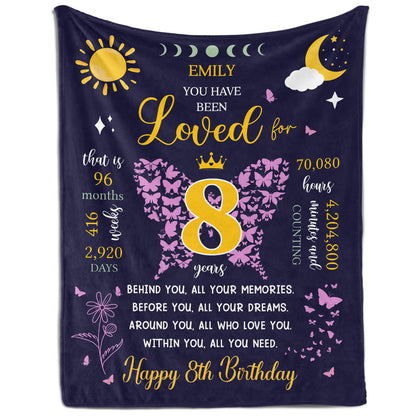 You Have Been Loved For 8 Years - Personalized 8th Birthday gift For 8 Year Old - Custom Blanket - MyMindfulGifts