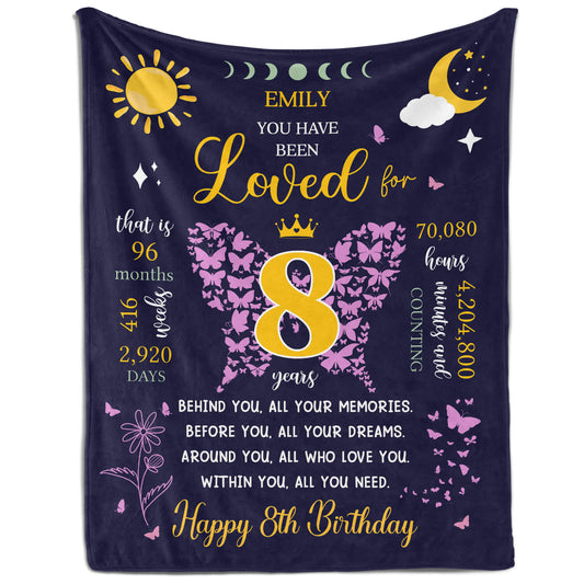 You Have Been Loved For 8 Years - Personalized 8th Birthday gift For 8 Year Old - Custom Blanket - MyMindfulGifts