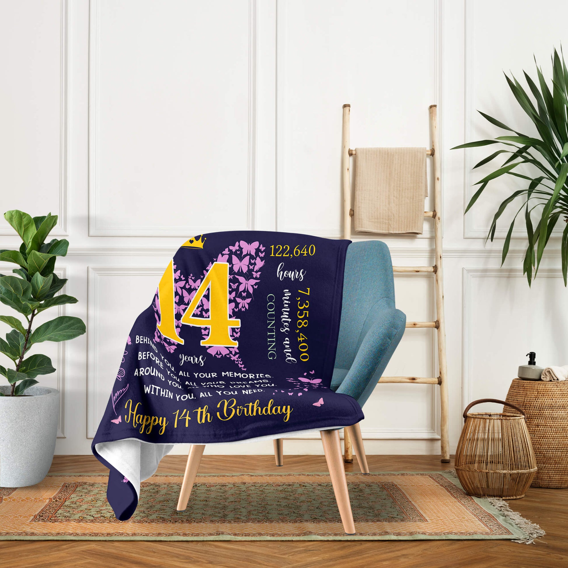 You Have Been Loved For 14 Years - Personalized 14th Birthday gift For 14 Year Old - Custom Blanket - MyMindfulGifts