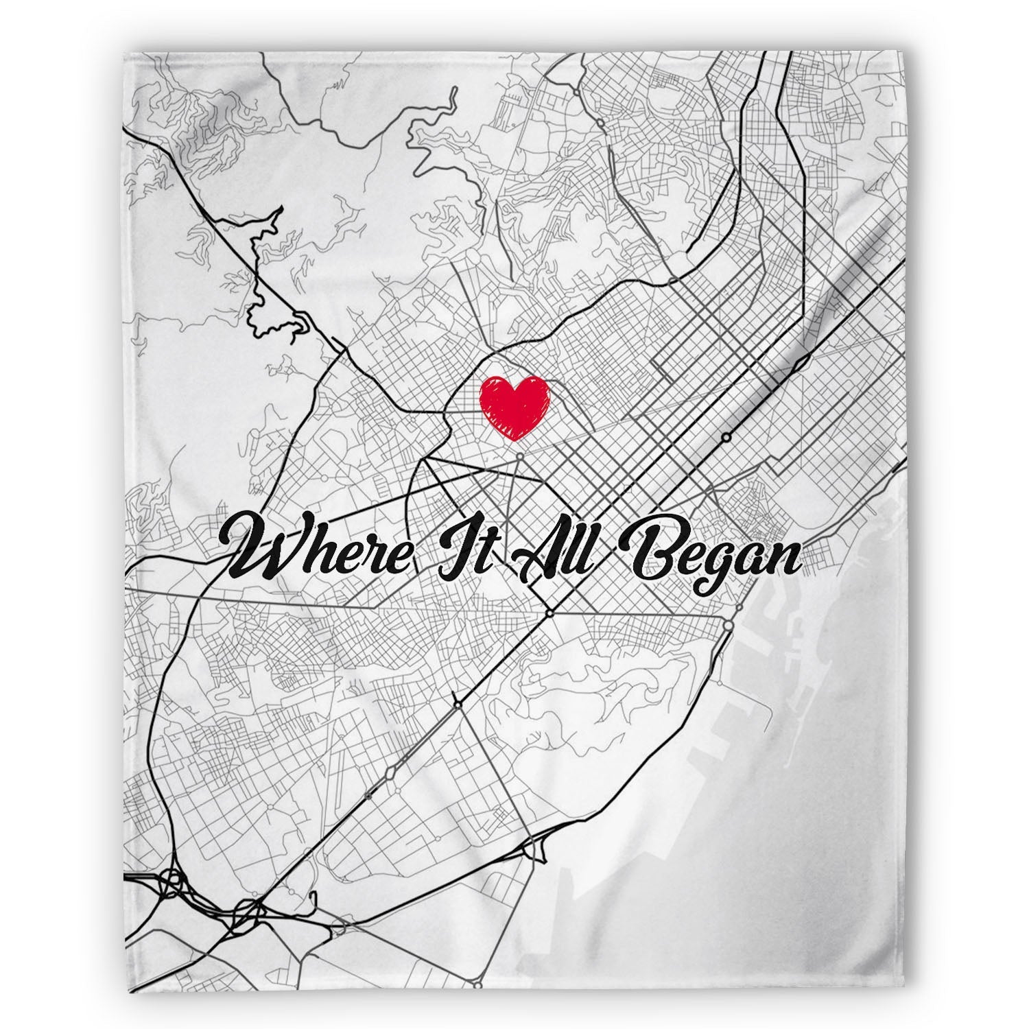 Where It All Began Retro - Personalized Anniversary or Valentine's Day gift for Husband or Wife - Custom Blanket - MyMindfulGifts