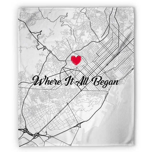 Where It All Began Retro - Personalized Anniversary or Valentine's Day gift for Husband or Wife - Custom Blanket - MyMindfulGifts