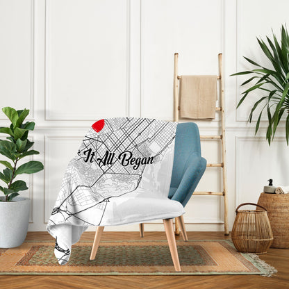 Where It All Began Retro - Personalized Anniversary or Valentine's Day gift for Husband or Wife - Custom Blanket - MyMindfulGifts
