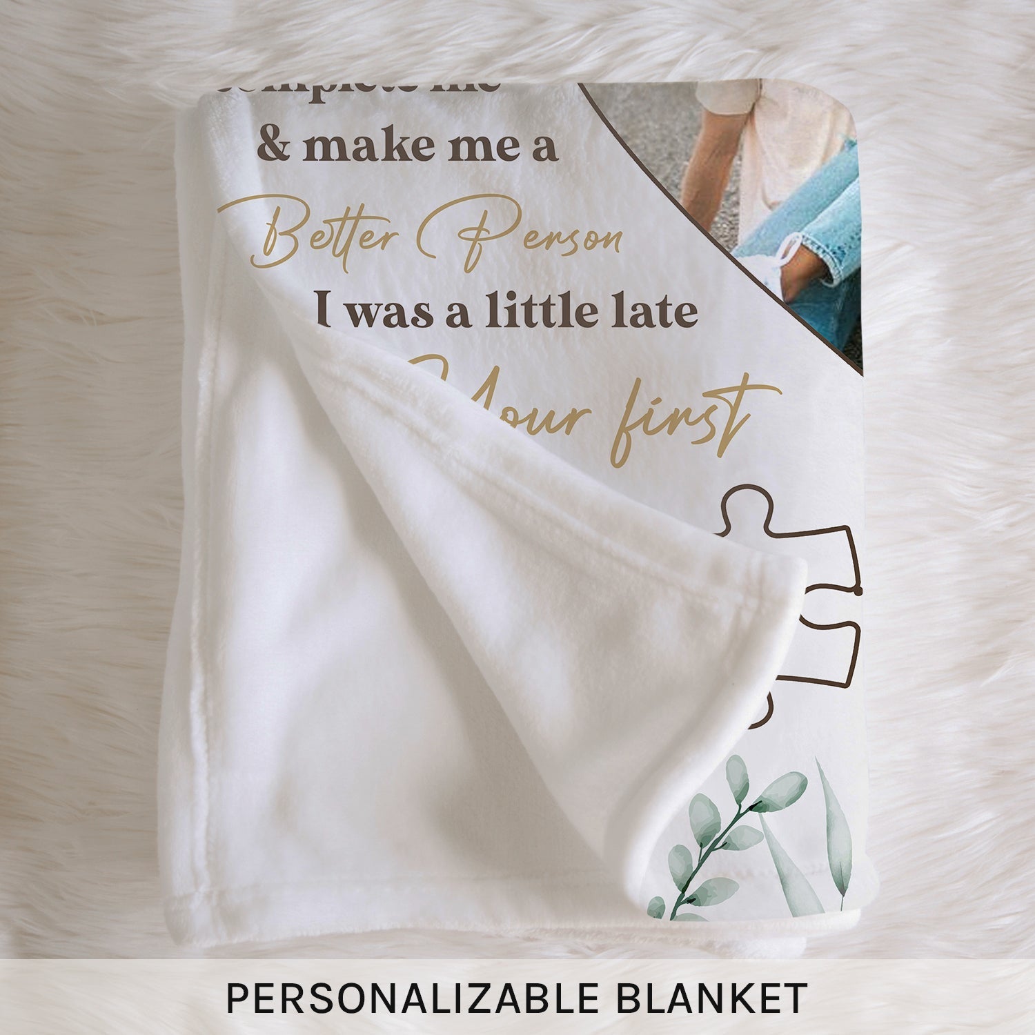 You Are My Missing Piece - Personalized Anniversary or Valentine's Day gift for Husband or Wife - Custom Blanket - MyMindfulGifts