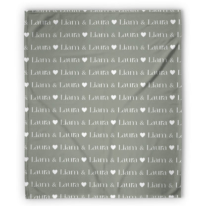 Simple Repeating Names - Personalized Anniversary or Valentine's Day gift for Husband or Wife - Custom Blanket - MyMindfulGifts