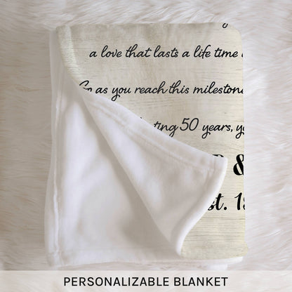 50th Wedding Anniversary - Personalized 50 Year Anniversary gift for Parents - Custom Blanket - MyMindfulGifts
