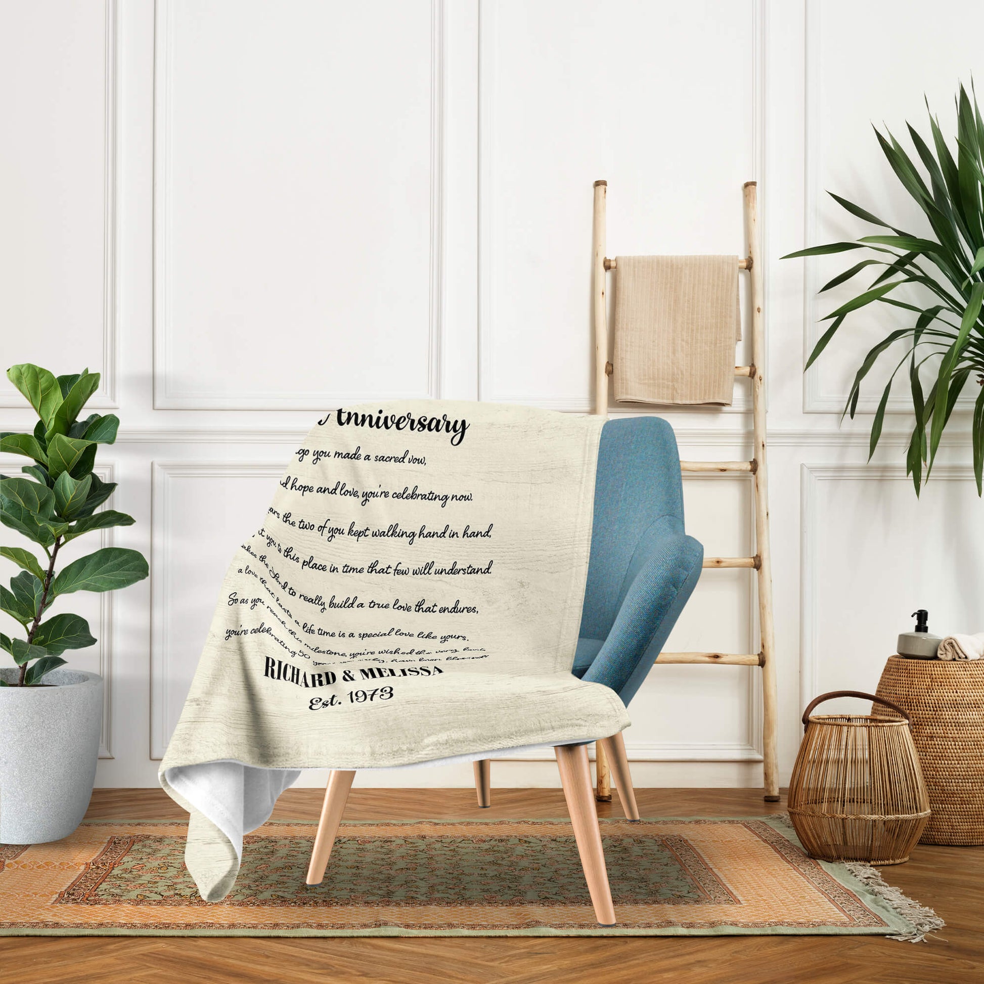 50th Wedding Anniversary - Personalized 50 Year Anniversary gift for Parents - Custom Blanket - MyMindfulGifts