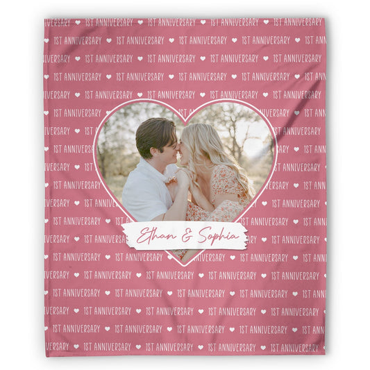 1st Anniversary - Personalized 1 Year Anniversary gift for Husband or Wife - Custom Blanket - MyMindfulGifts