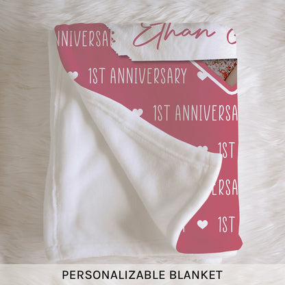 1st Anniversary - Personalized 1 Year Anniversary gift for Husband or Wife - Custom Blanket - MyMindfulGifts