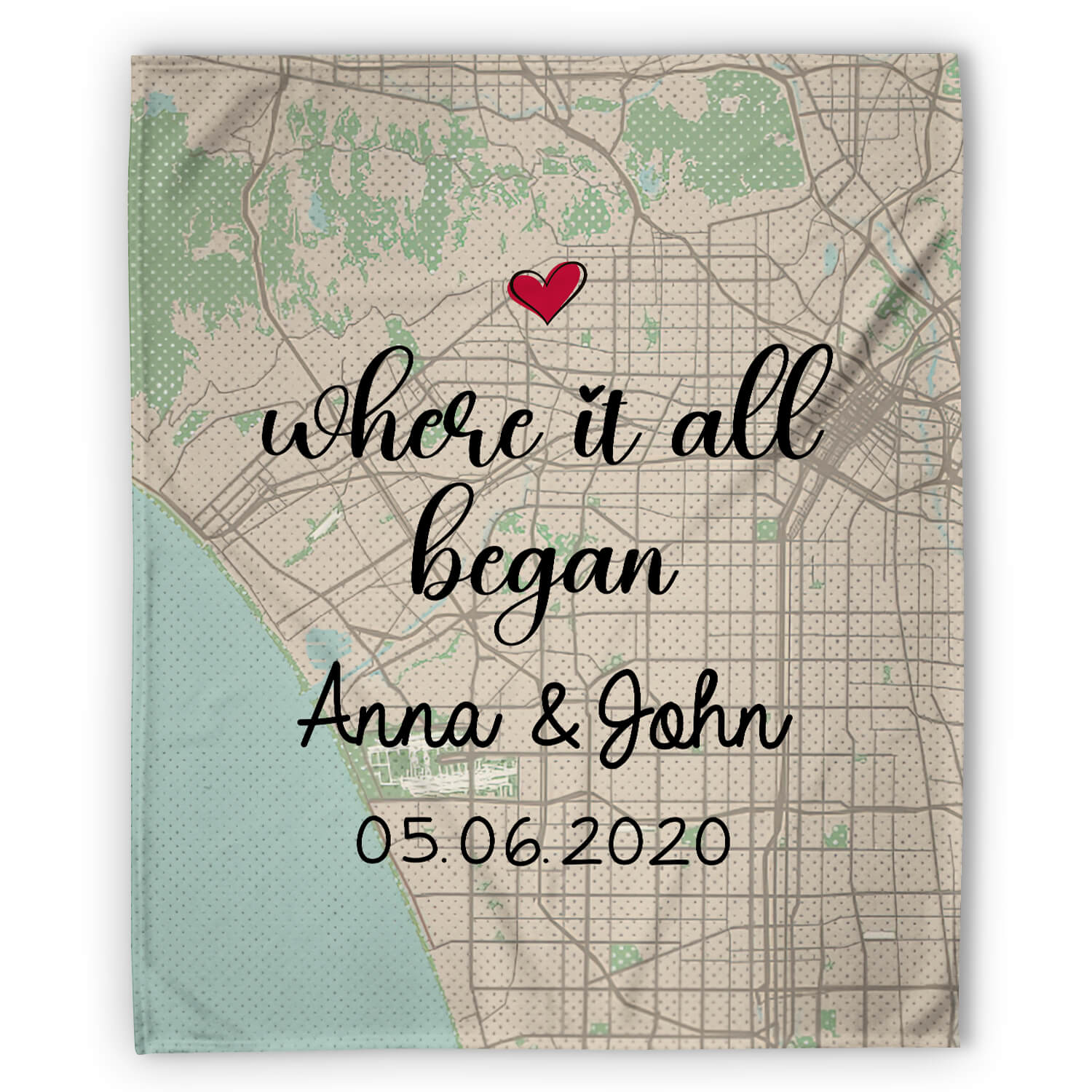 Where It All Began - Personalized Anniversary or Valentine's Day gift for Husband or Wife - Custom Blanket - MyMindfulGifts