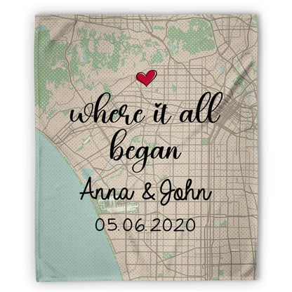 Where It All Began - Personalized Anniversary or Valentine's Day gift for Husband or Wife - Custom Blanket - MyMindfulGifts