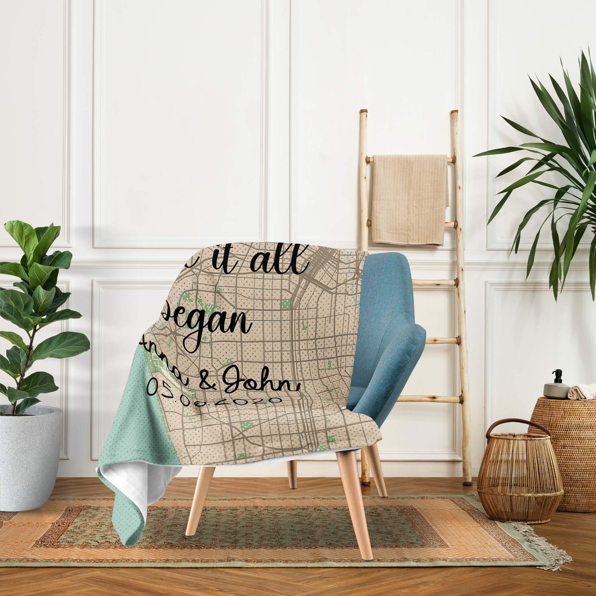 Where It All Began - Personalized Anniversary or Valentine's Day gift for Husband or Wife - Custom Blanket - MyMindfulGifts
