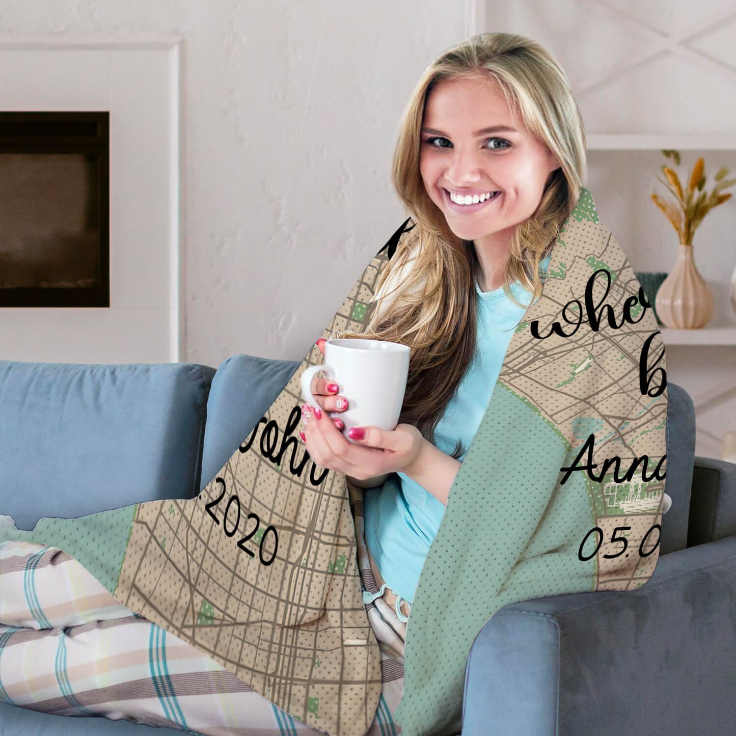 Where It All Began - Personalized Anniversary or Valentine's Day gift for Husband or Wife - Custom Blanket - MyMindfulGifts
