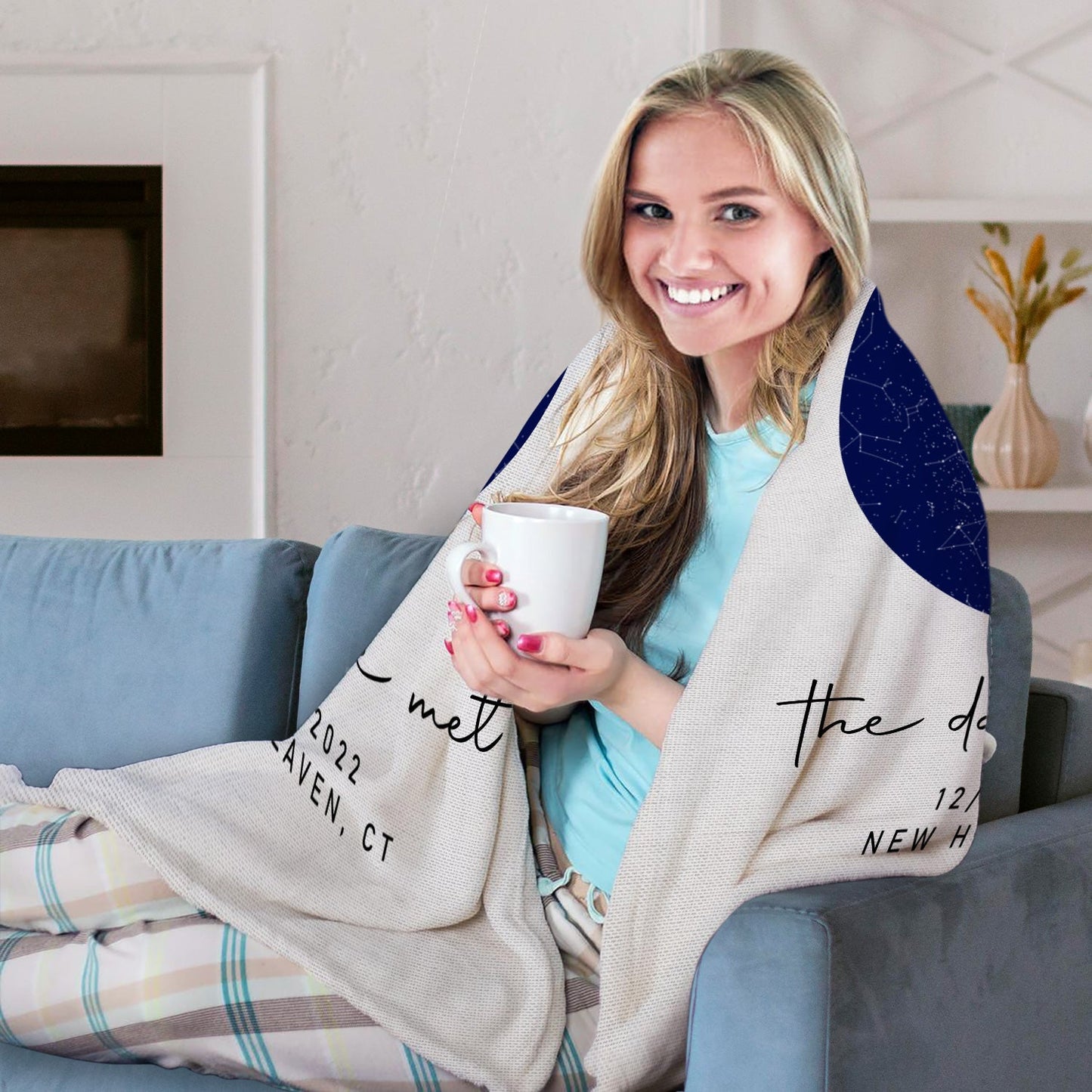 The Day We Met - Personalized Anniversary or Valentine's Day gift for Husband or Wife - Custom Blanket - MyMindfulGifts