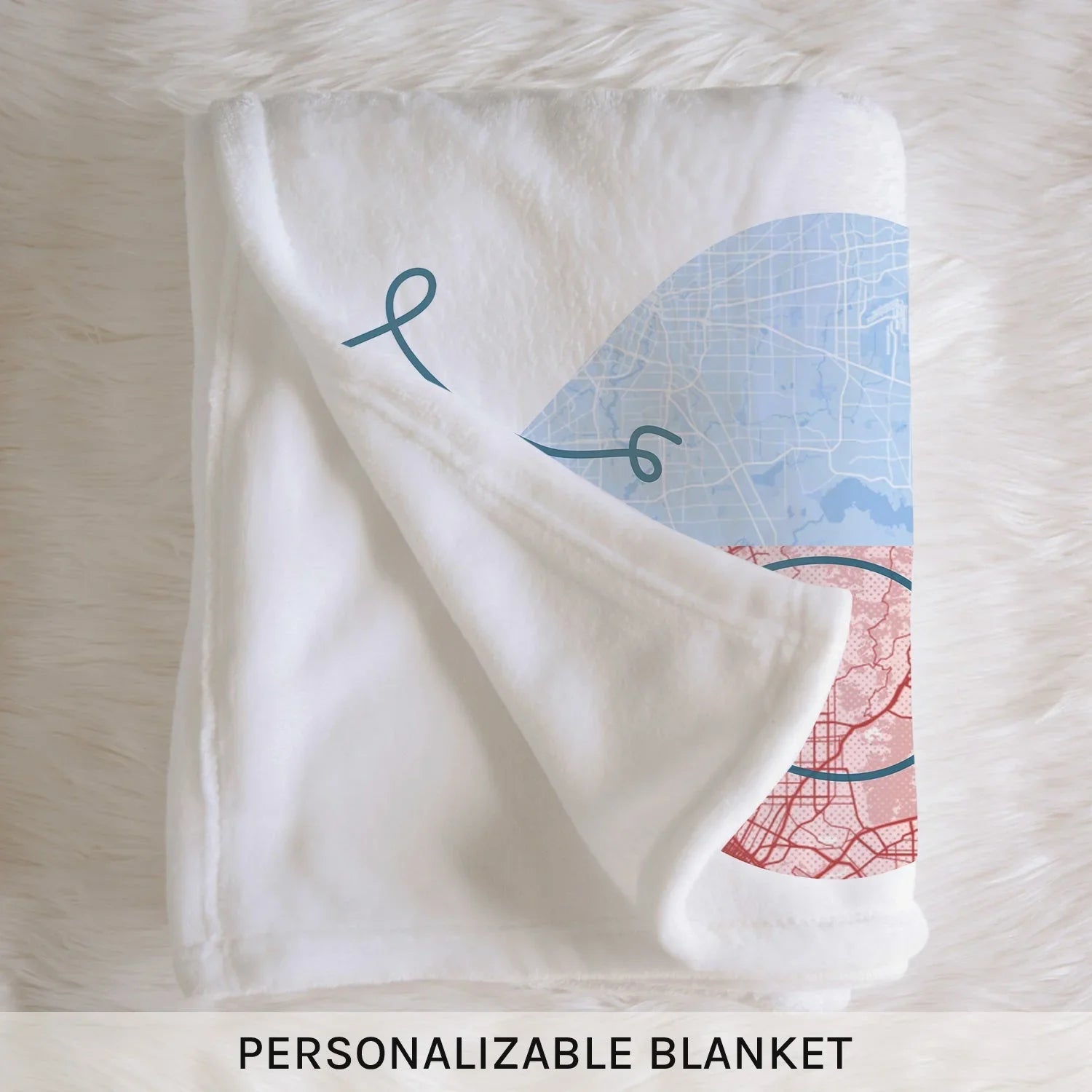 Love Knows No Distance - Personalized Anniversary or Valentine's Day gift for Long Distance Couple - Custom Blanket - MyMindfulGifts