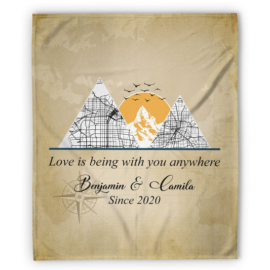 Travel Memories - Personalized Anniversary or Valentine's Day gift for Husband or Wife - Custom Blanket - MyMindfulGifts