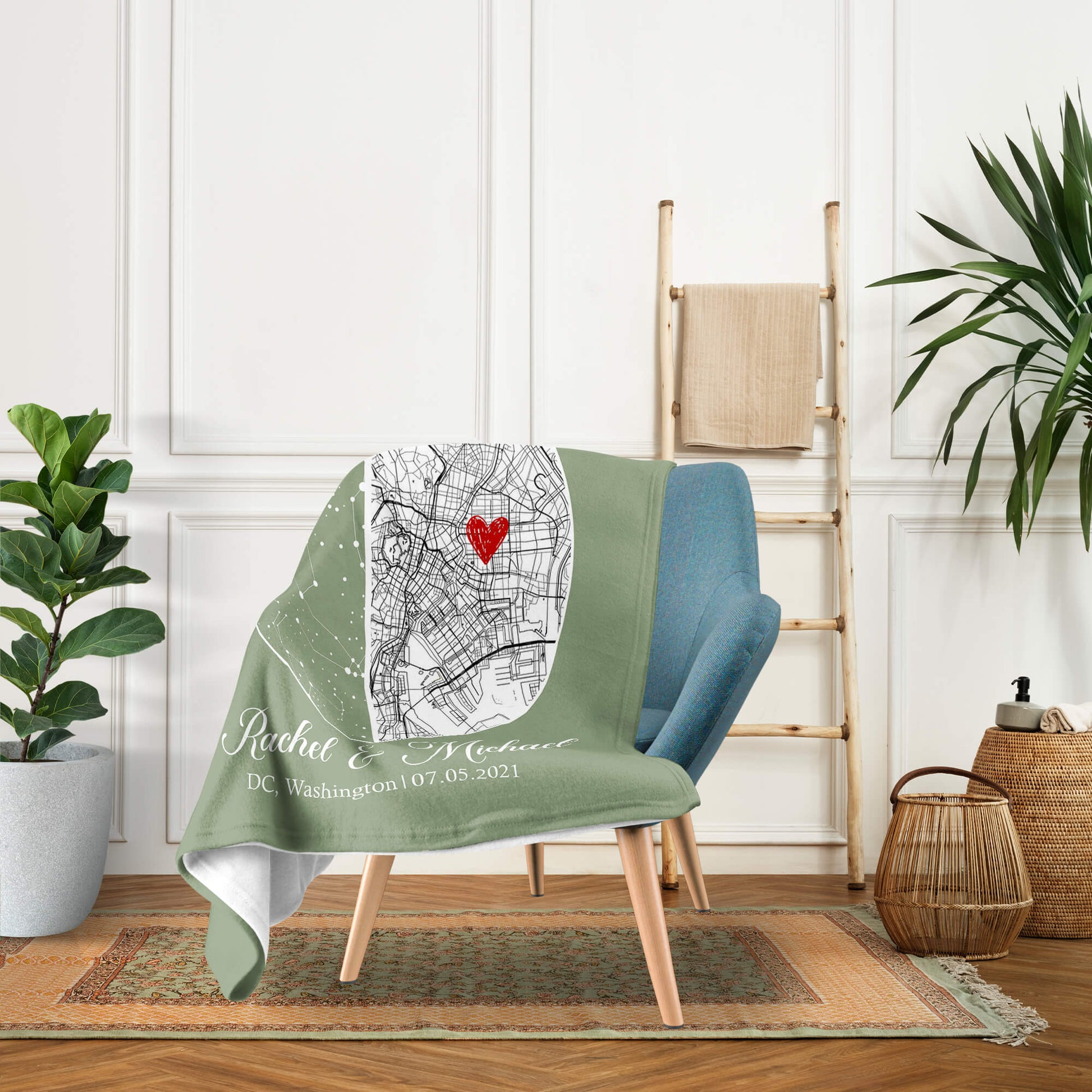 Where It All Began - Personalized Anniversary or Valentine's Day gift for Husband or Wife - Custom Map & Star Map Blanket - MyMindfulGifts