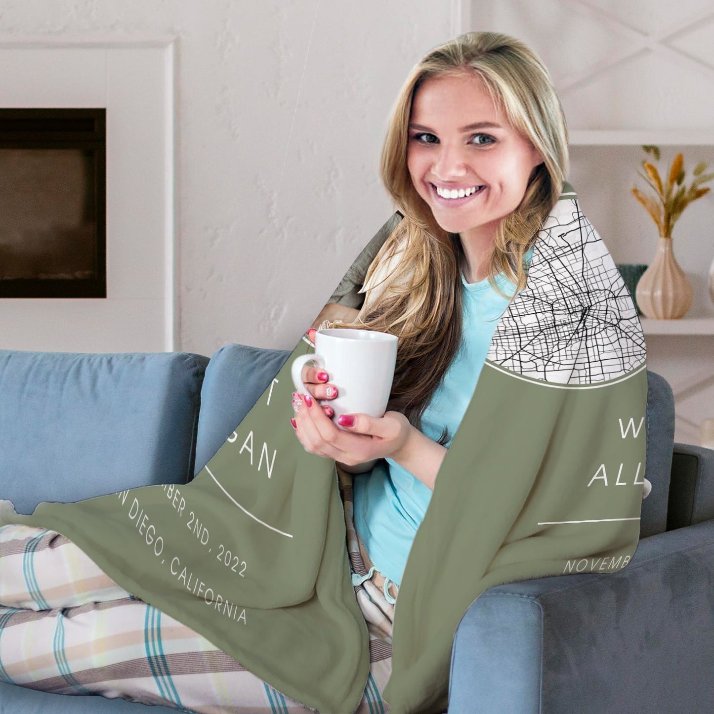 Where It All Began Map - Personalized Anniversary or Valentine's Day gift for Husband or Wife - Custom Blanket - MyMindfulGifts