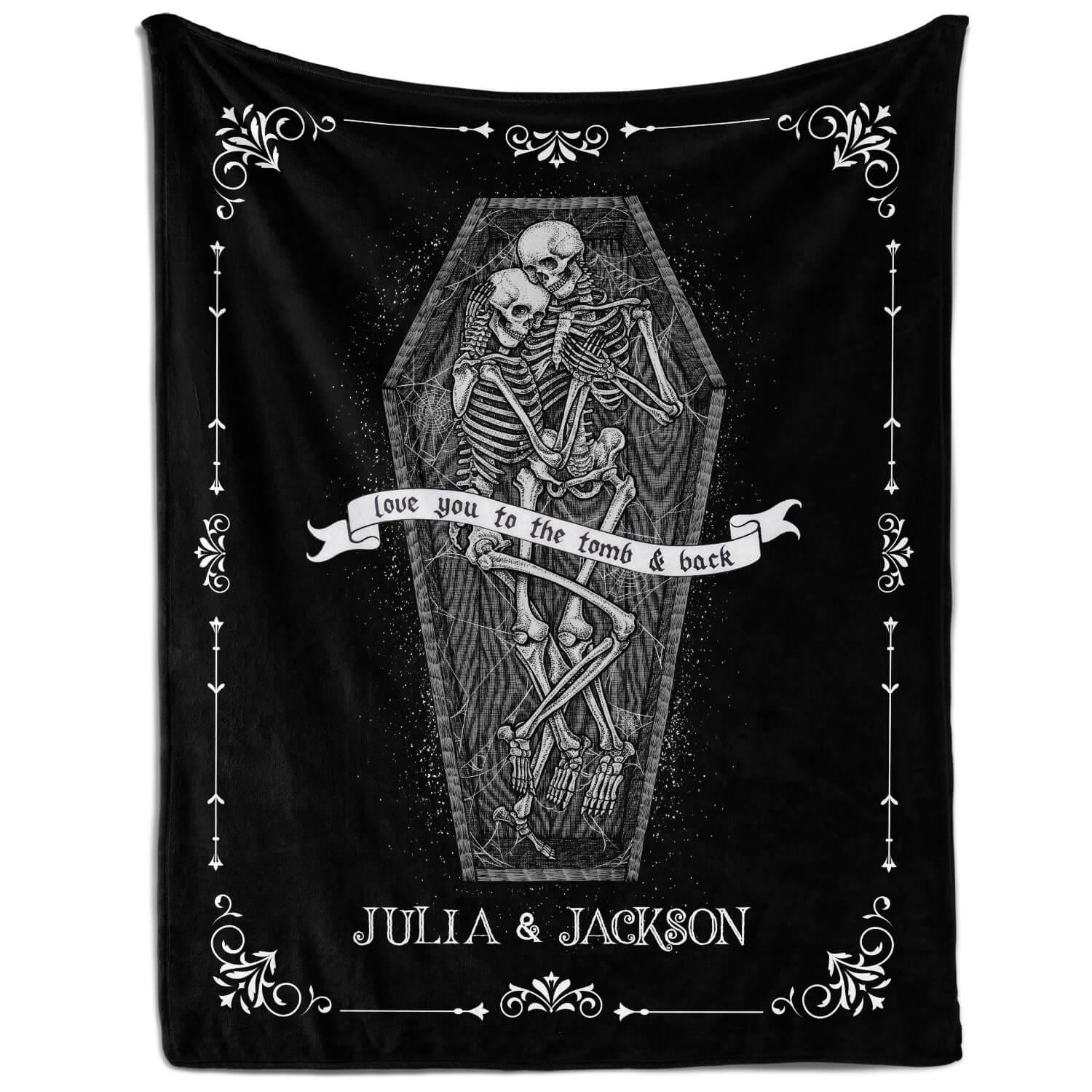 Love You To The Tomb And Back - Personalized Anniversary or Halloween gift for Boyfriend or Girlfriend - Custom Blanket - MyMindfulGifts