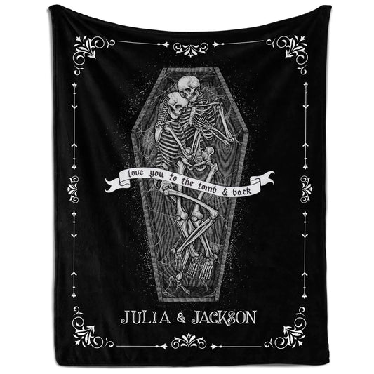 Love You To The Tomb And Back - Personalized Anniversary or Halloween gift for Boyfriend or Girlfriend - Custom Blanket - MyMindfulGifts