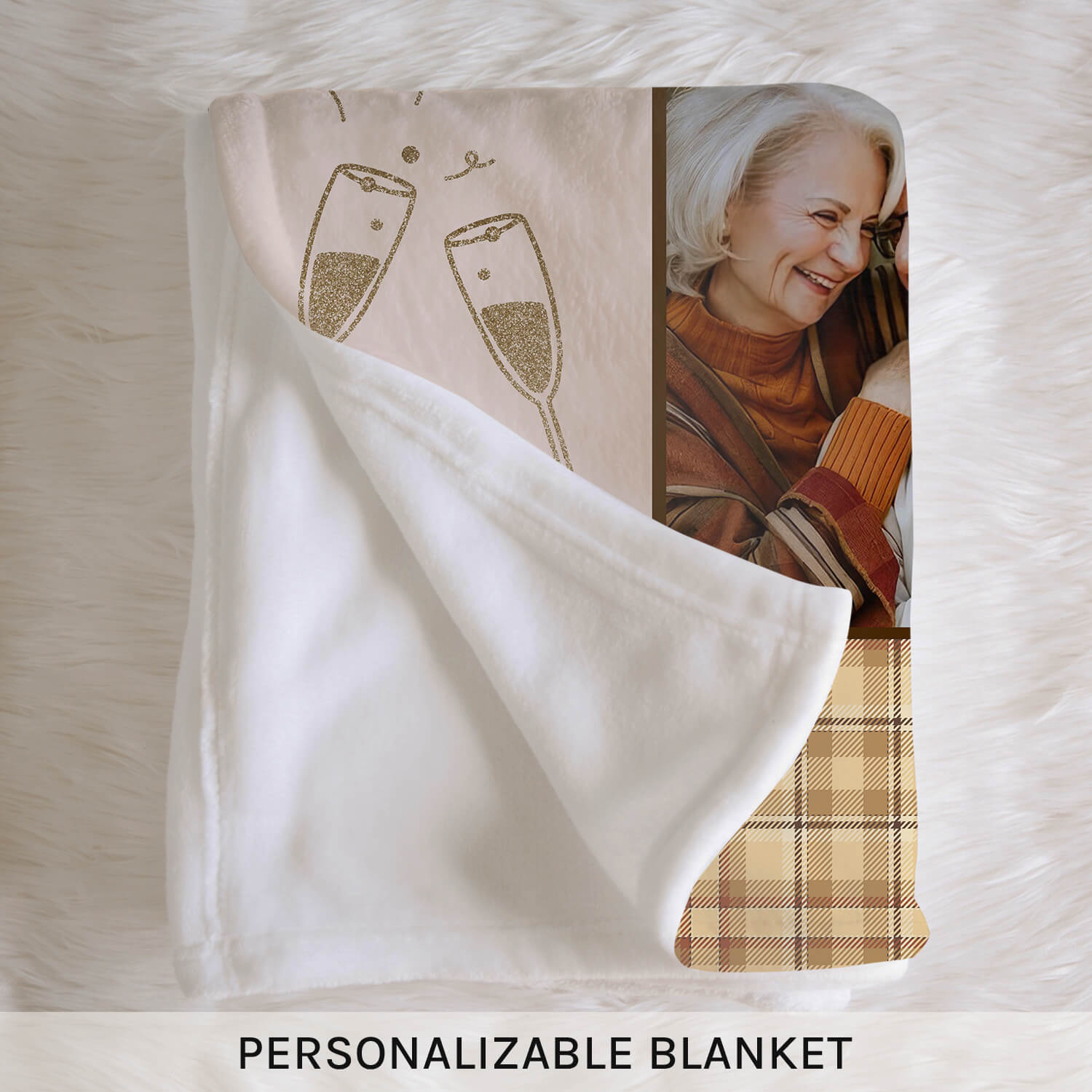 70 Year Quilt-style Photo - Personalized 70 Year Anniversary gift for Parents, Husband or Wife - Custom Blanket - MyMindfulGifts