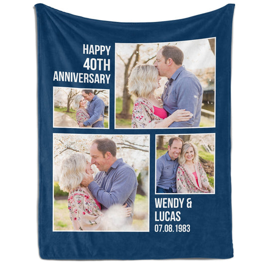 Our Love Story - Personalized 40 Year Anniversary gift For Husband, Wife, Parents or Friends - Custom Blanket - MyMindfulGifts