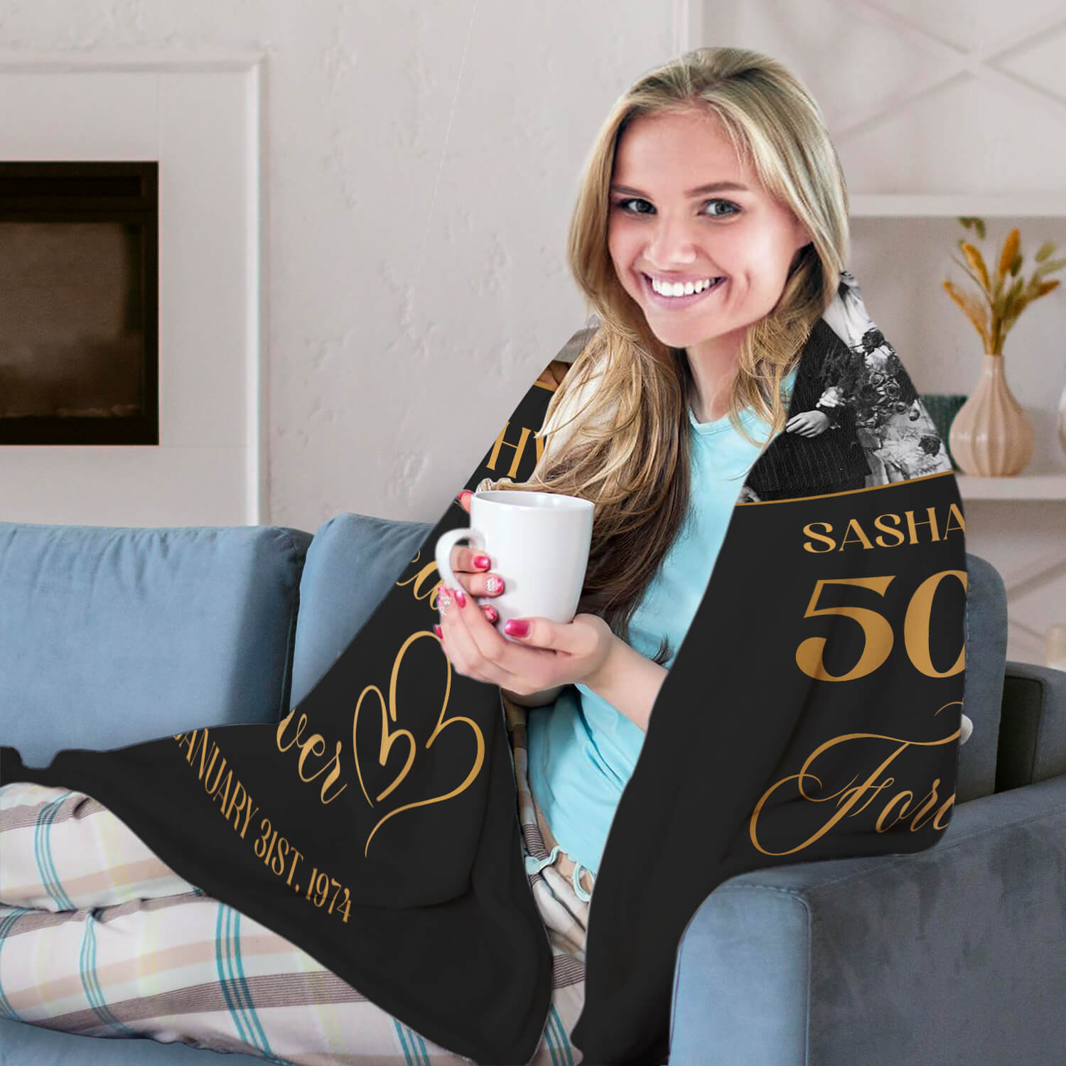 50 Years Into Forever - Personalized 50 Year Anniversary gift For Husband or Wife - Custom Blanket - MyMindfulGifts