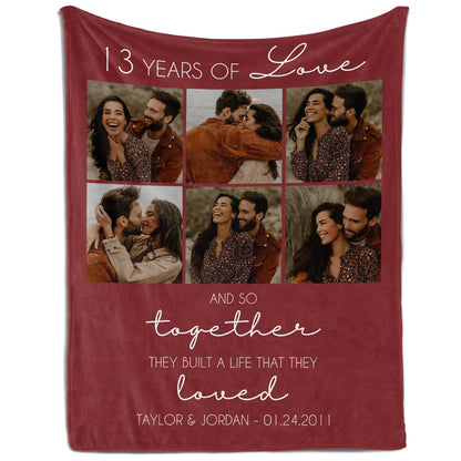 13 Years Of Love - Personalized 13 Year Anniversary gift For Husband or Wife - Custom Blanket - MyMindfulGifts