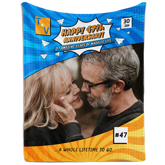 47 Amazing Years Of Married Life - Personalized 47 Year Anniversary gift For Parents - Custom Blanket - MyMindfulGifts