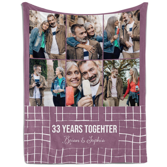 33 Years Together - Personalized 33 Year Anniversary gift For Parents - Custom Blanket - MyMindfulGifts
