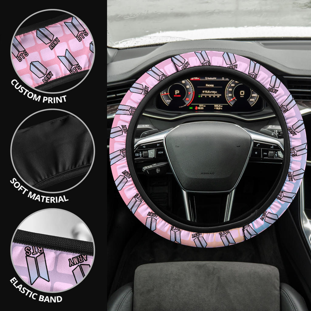 BTS Army Logo Premium Custom Car Steering Wheel Cover